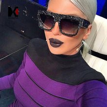 Load image into Gallery viewer, SHAUNA Crystal Decoration Oversized Women Square Sunglasses